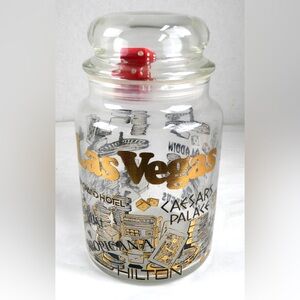 Vintage Mid Century Las Vegas Casinos Candy Matches Storage Jar